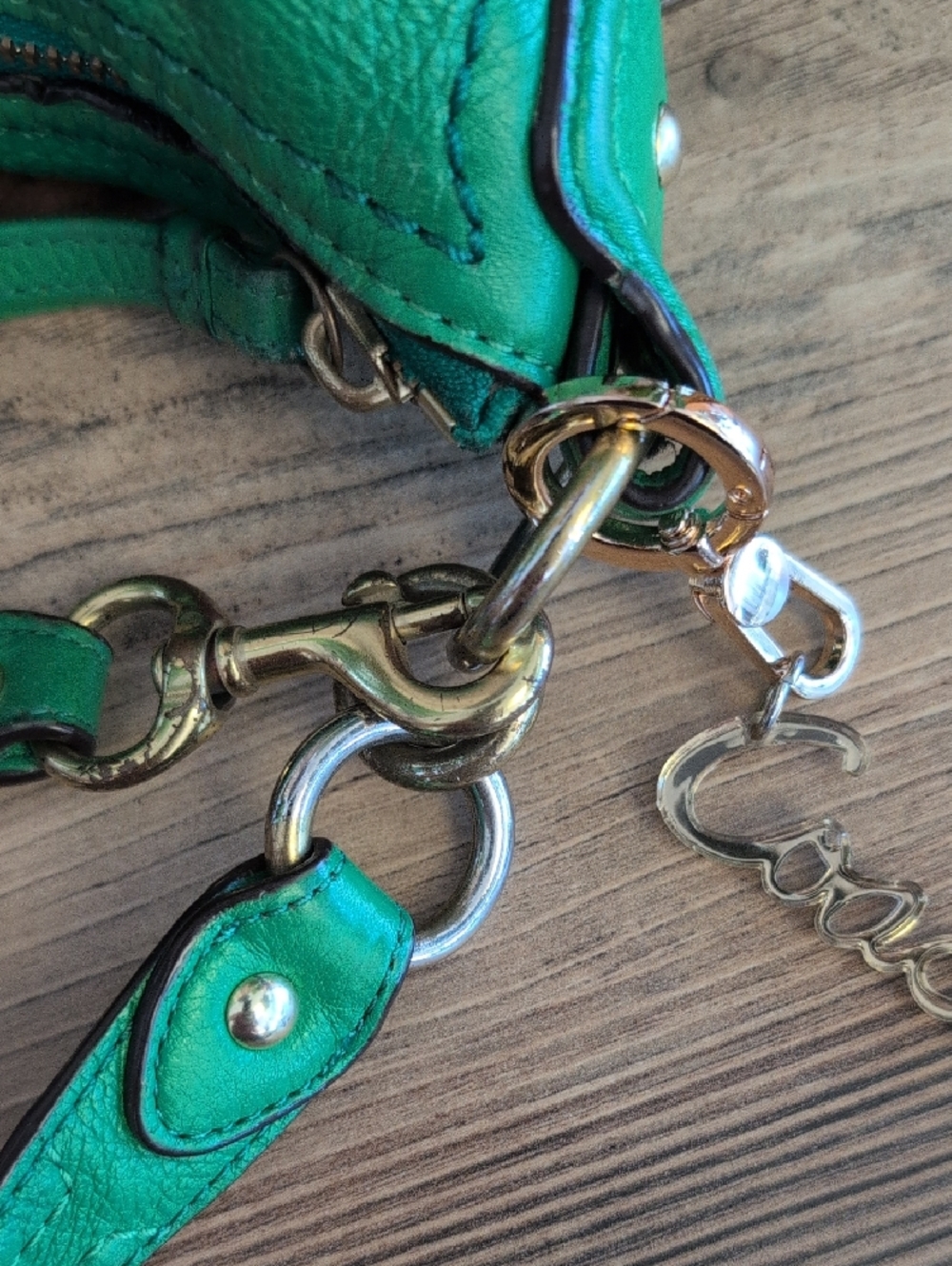Coach Vintage Green Pebbled Leather Poppy Avery Hobo Crossbody Bag          M357 - Picture 11 of 16